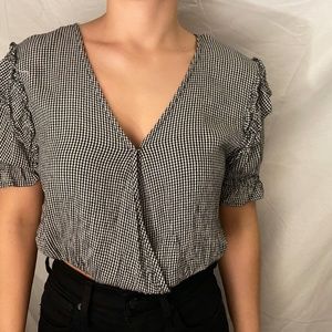 American Eagle cropped checker top